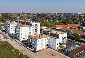 Residential buildings with green roofs